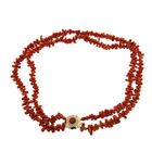 Image 3 of Blood coral bead necklace with gold clasp; Antique | 41 cm