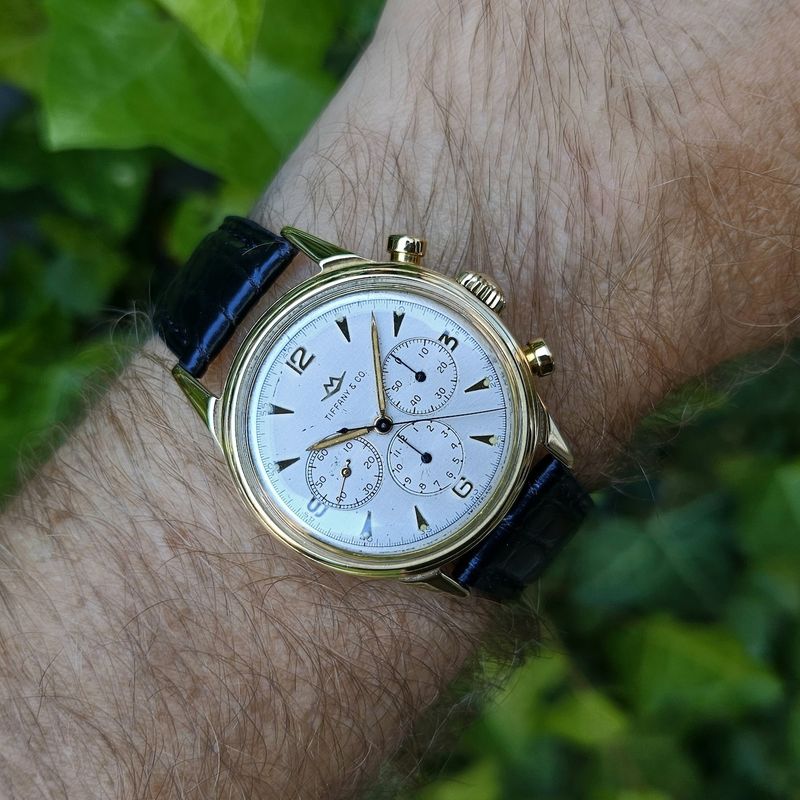 Image 22 of Movado 'Tiffany & Co' M95 Chronograph 49058; Vintage 14k gold men's watch