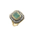 Image 1 of Gold Victorian ring with emerald and rose-cut diamonds; approx. 0.40 ct.