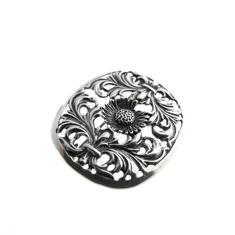 Image 4 of Large silver brooch | Floral design