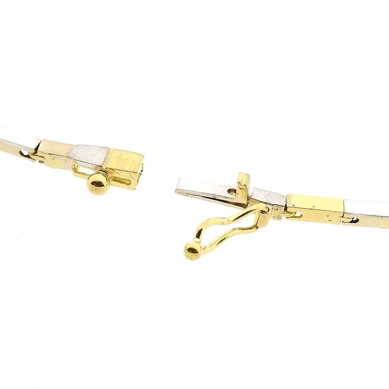 Image 9 of Bicolor Gold Bar Link Necklace with 0.25 ct Diamond; 18K; 46 cm