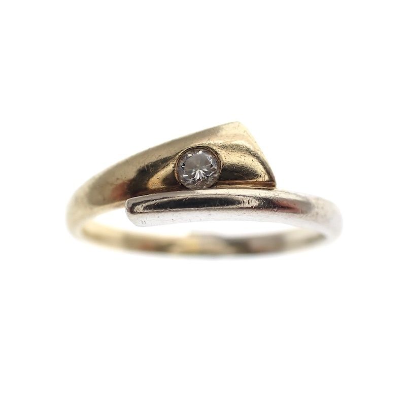 Image 2 of Two-tone gold solitaire ring with diamond