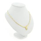Image 3 of Gold bar link necklace with fixed pendant and zirconia