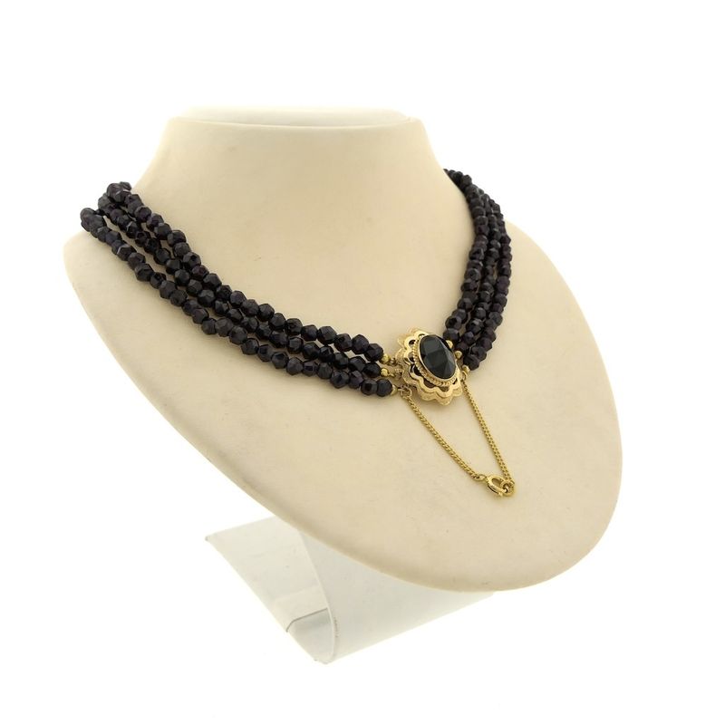 Image 6 of Antique garnet bead necklace with gold decorative clasp