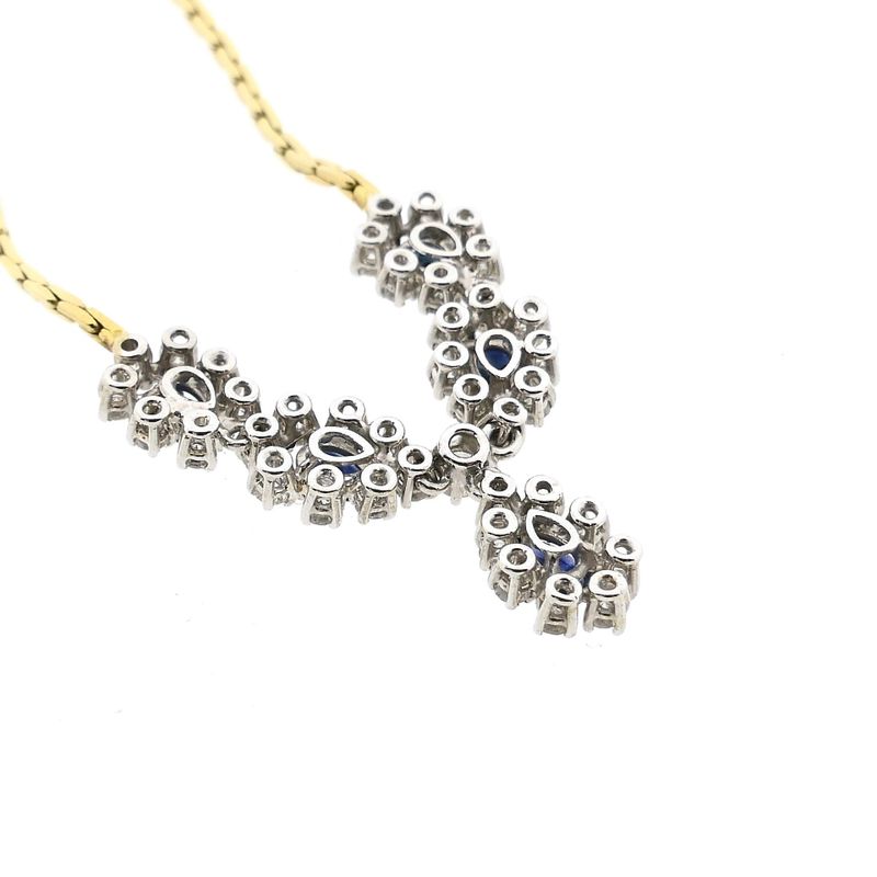 Image 10 of 18K Yellow Gold Cardano Link Necklace with Sapphire & Diamonds