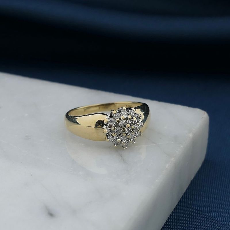 Image 2 of Gold entourage ring with diamonds; 0.18 ct.