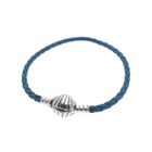 Image 1 of Pandora Moments turquoise braided leather bracelet with shell clasp; Silver; | 20 cm