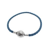 Pandora Moments turquoise braided leather bracelet with shell clasp; Silver; | 20 cm