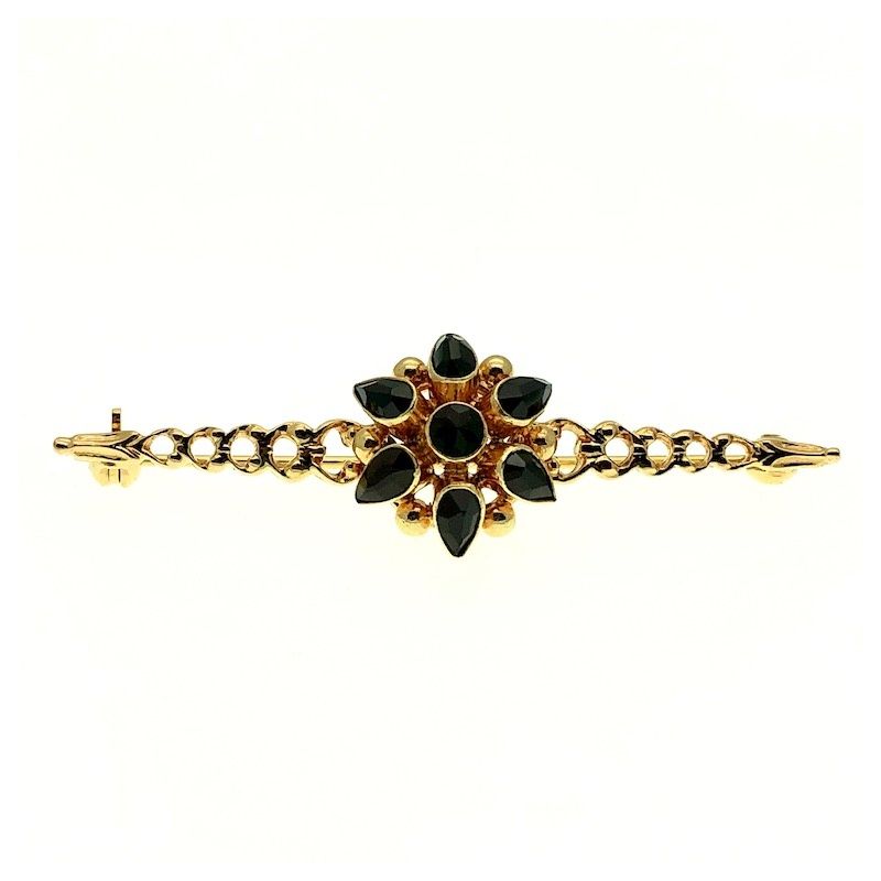 Image 1 of Gold antique brooch with garnet stones