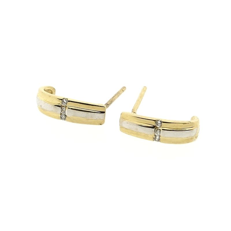 Image 7 of Bicolor gold stud earrings with zirconia