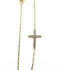Image 3 of Gold thin anchor link bracelet; Cross with zirconia | 18.5 cm