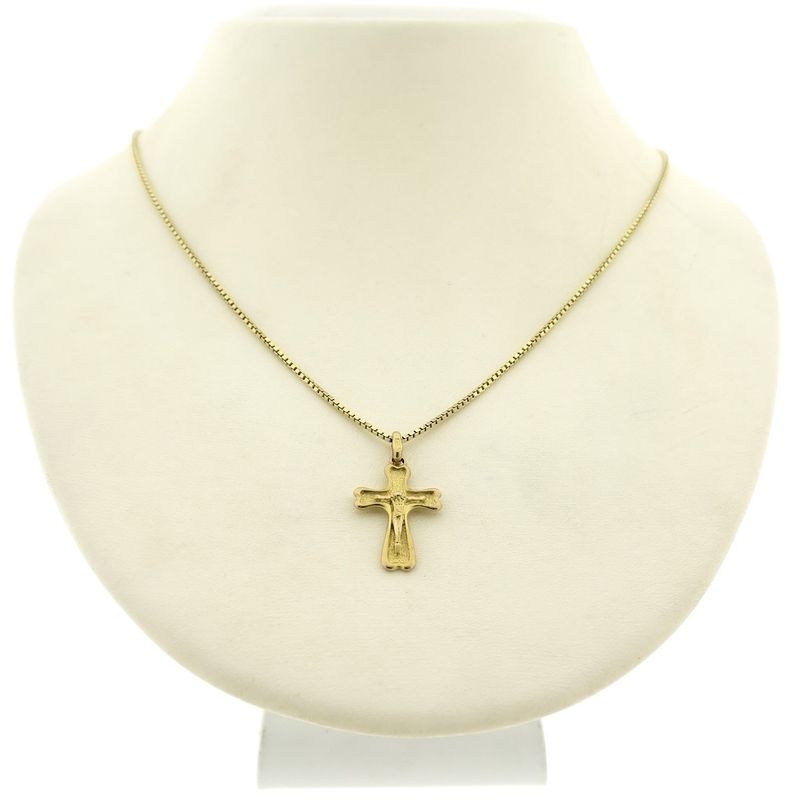 Image 9 of Antique gold pendant of a cross with corpus