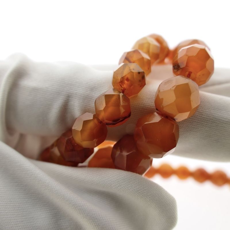 Image 6 of Carnelian bead necklace with gold clasp | 80 cm