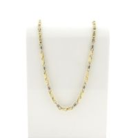 Two-tone solid gold Monte Carlo link chain; Men's