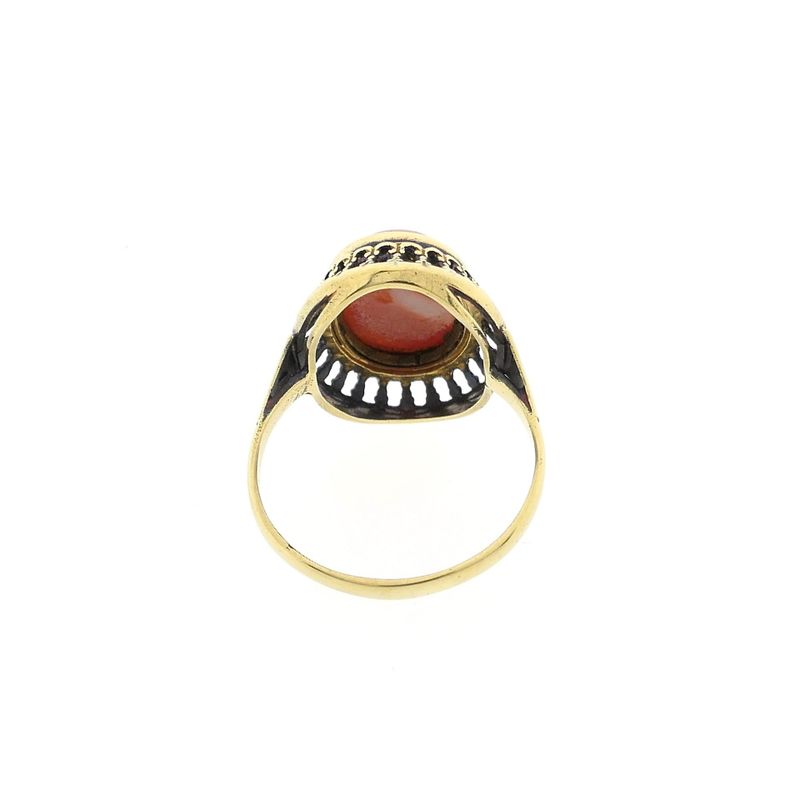 Image 6 of Antique gold ring with red coral