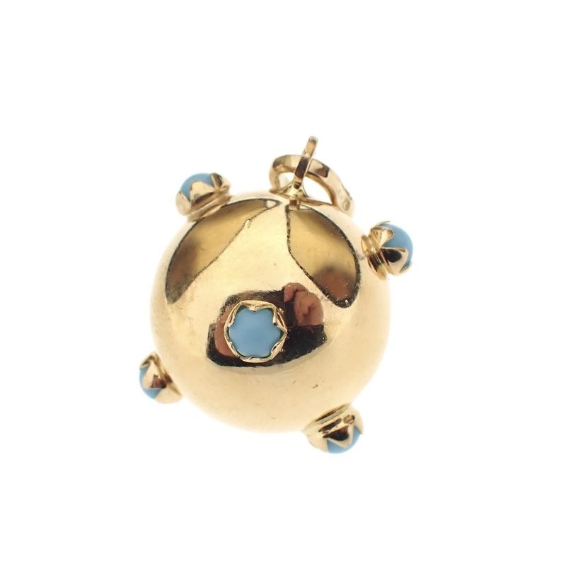 Image 1 of 18 carat gold Sputnik pendant with turquoise