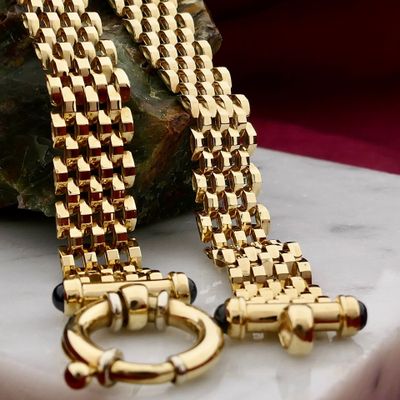 Image 2 of Golden Panther Link Necklace with Sapphire | 45 cm