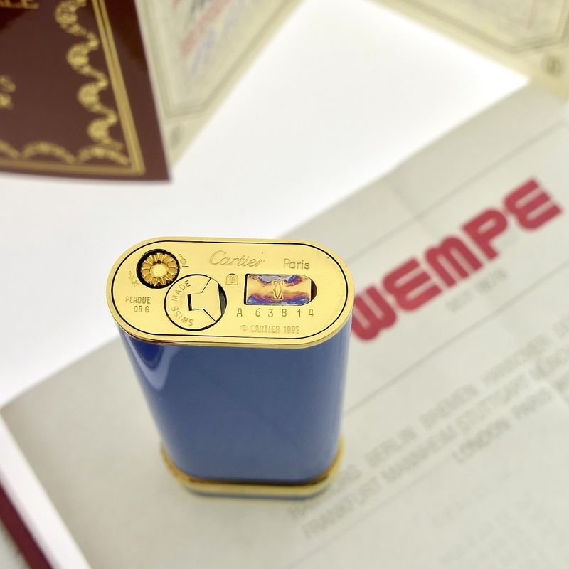 Image 11 of Vintage Cartier 'must de Cartier' Lighter/Briquets - Blue Lacquer - Includes original box and papers