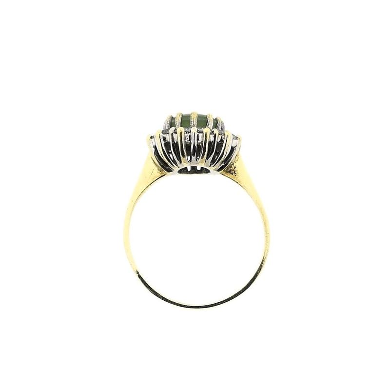 Image 5 of Gold entourage ring with jade and diamonds; 0.3 ct.