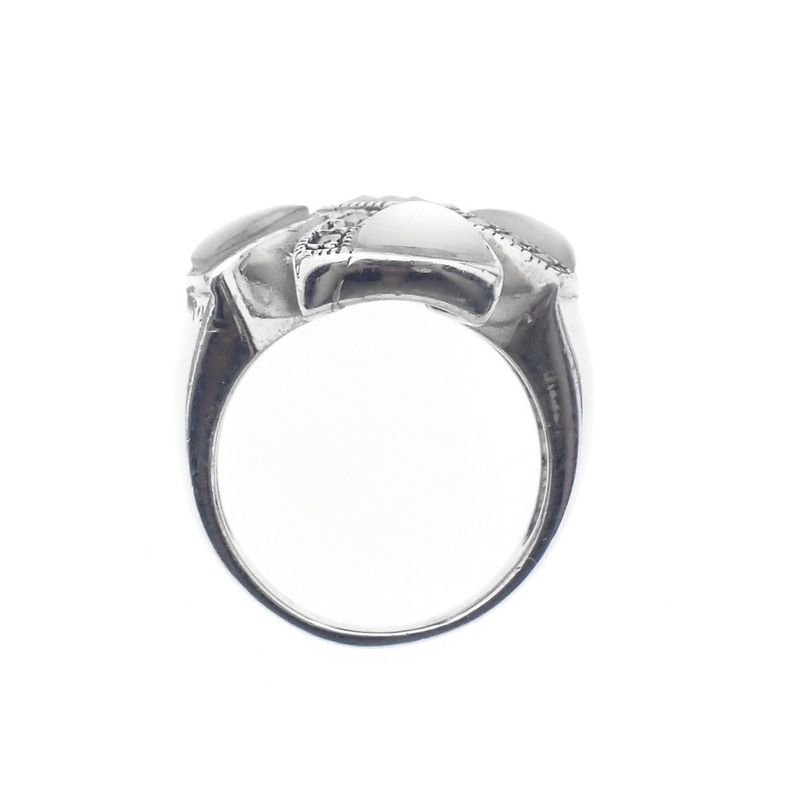 Image 5 of Silver ring with mother of pearl and marcasite