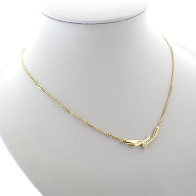 Image 1 of Gold necklace with a fixed pendant with zirconia | 42 cm