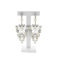 UTOPIA Art Deco white gold earrings with pearl and diamond 3.50 ct.