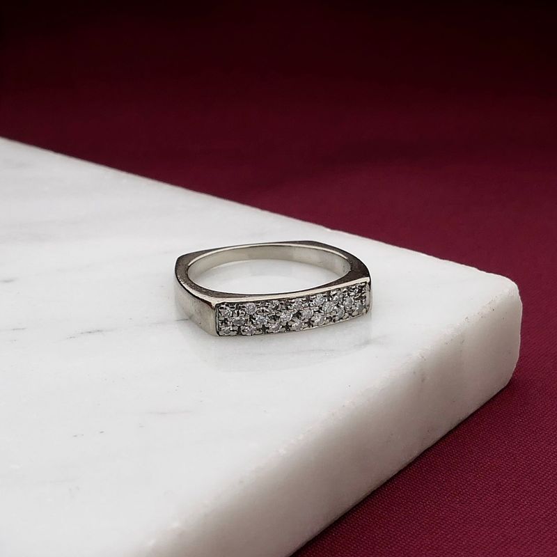 Image 2 of White Gold Ring with Diamond; 0.23 ct; 18 Karat; Size 17.75