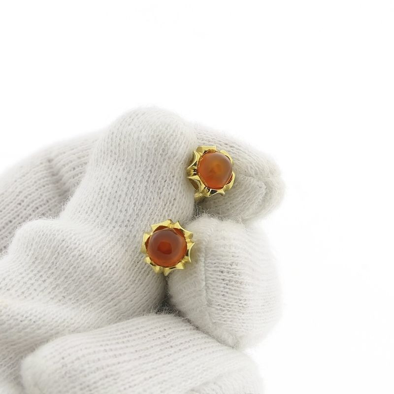 Image 7 of Vintage gold stud earrings with glass beads
