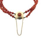 Image 4 of Antique red coral beaded bracelet with gold decorative clasp.