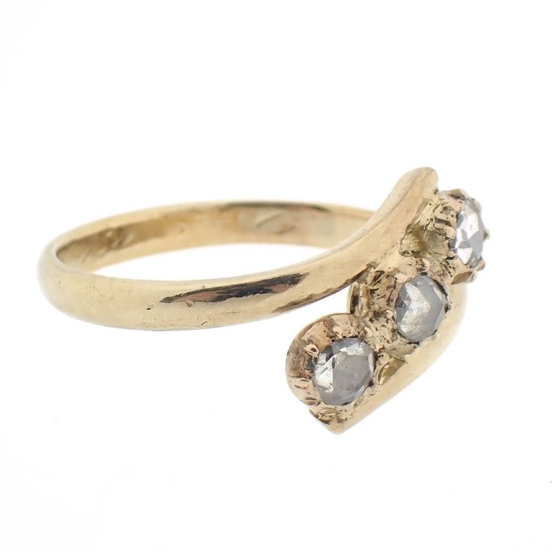 Image 6 of Gold ring with rose-cut diamonds; approx. 0.20 ct.