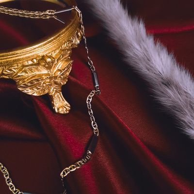 Image 2 of Two-tone gold navy link necklace | 51 cm