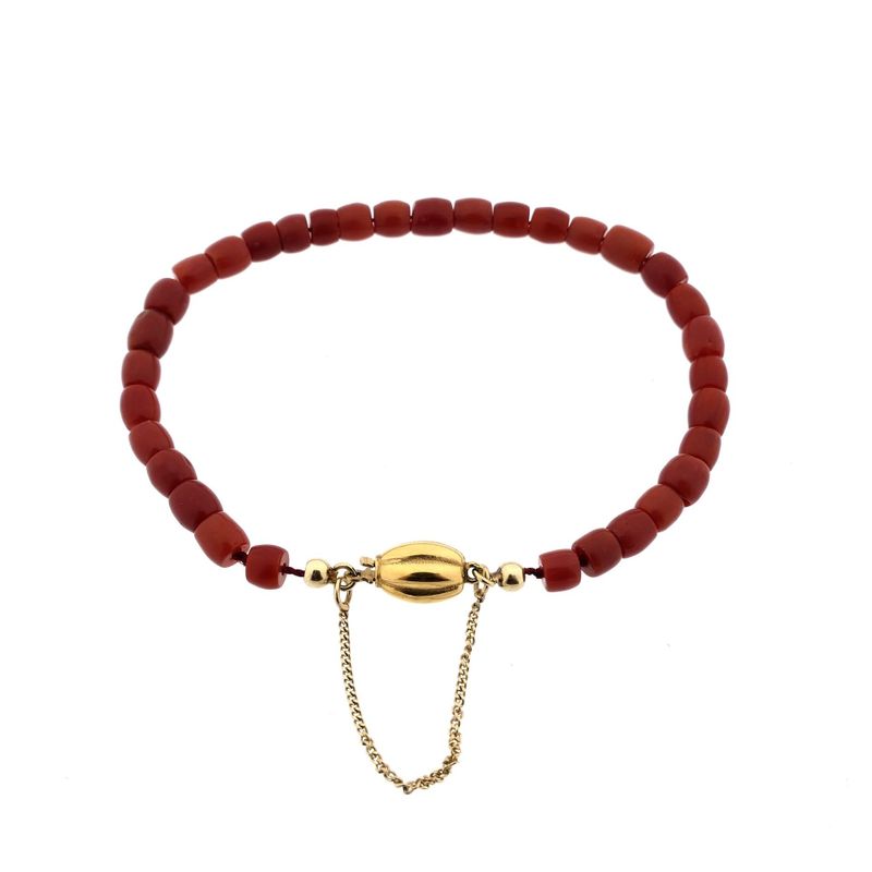 Image 3 of Blood Coral Bracelet with Gold Clasp