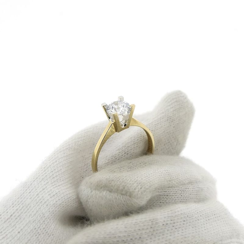 Image 7 of Gold solitaire ring with zirconia stone | Altinbas