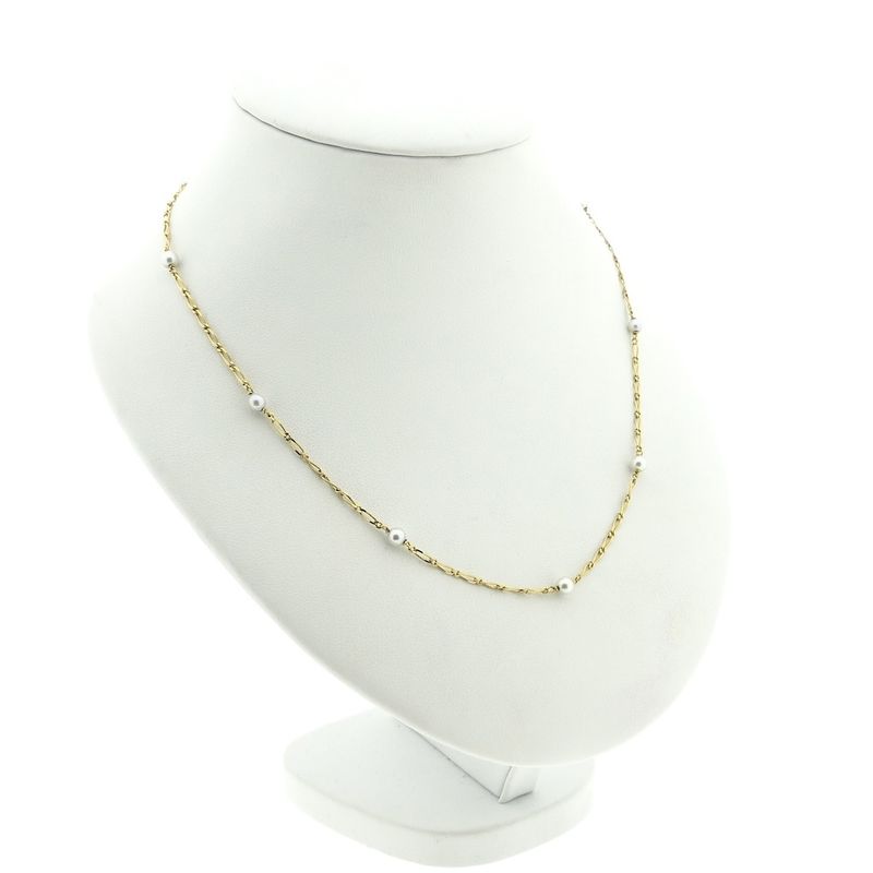 Image 3 of 18 carat vintage gold necklace with pearls.