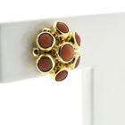 Image 4 of Gold stud earrings with red coral