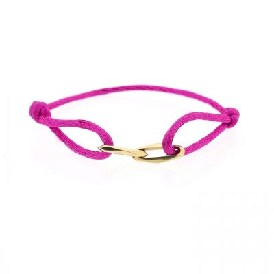 Image 1 of Forever Knots® Handmade Magenta Satin Bracelet with Gold Link