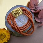 Image 2 of Red coral bead bracelet with gold clasp | 20.5 cm