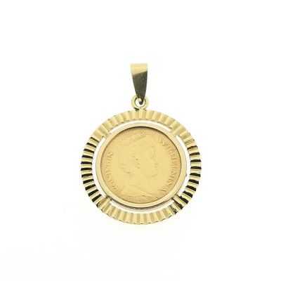 Image 1 of Gold pendant of a 5-guilder coin; Queen Wilhelmina 1912