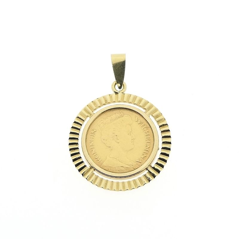 Image 1 of Gold pendant of a 5-guilder coin; Queen Wilhelmina 1912