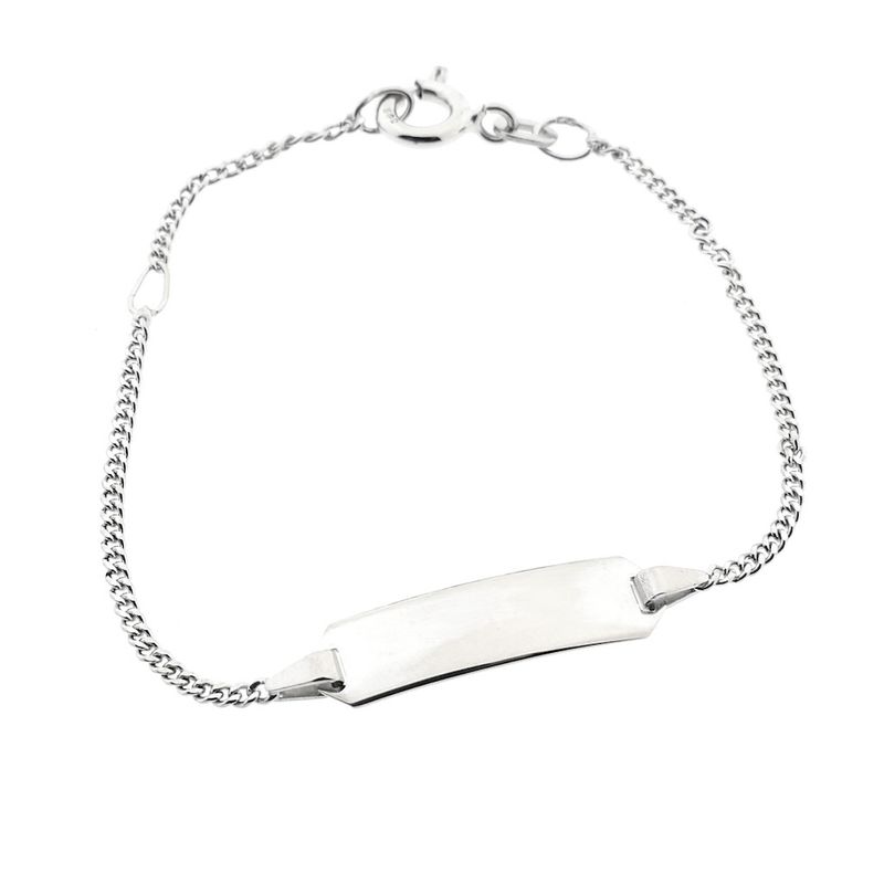 Image 3 of White gold gourmet link children's bracelet with engraving plate