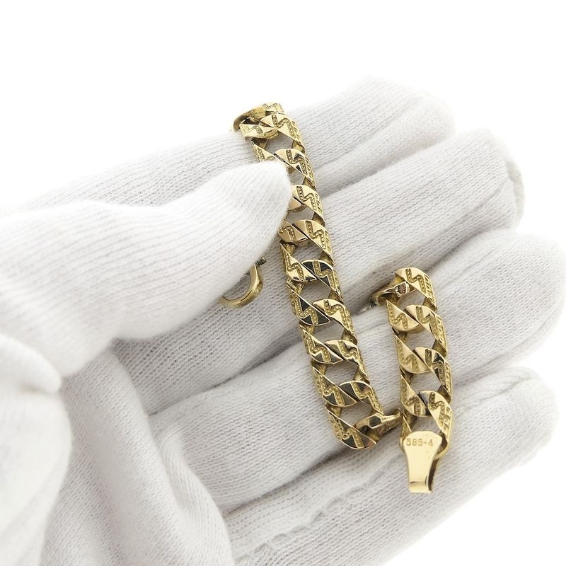 Image 2 of Gold flat gourmet link bracelet; Altinbas | 21.5 cm
