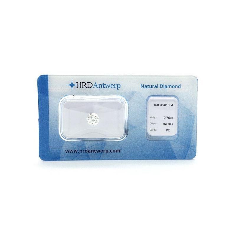 Image 1 of 0.76 ct brilliant cut diamond F P2 - HRD Certificate