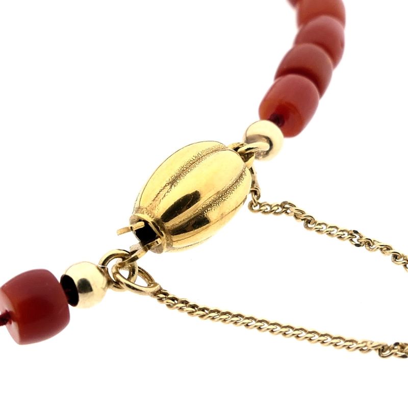 Image 6 of Blood Coral Bracelet with Gold Clasp