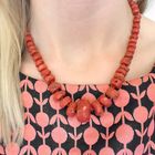 Image 2 of Coarse red coral necklace with gold clasp; Antique/Vintage | 46 cm