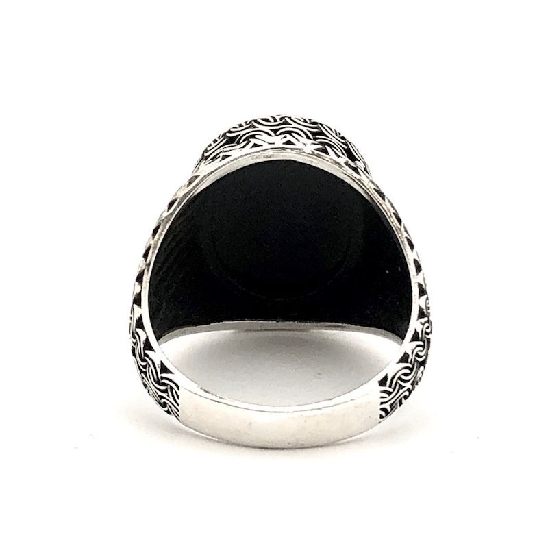 Image 3 of Silver bohemian (signet) ring with onyx stone