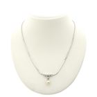 Image 1 of White gold necklace with pearl and diamond; 0.20 ct. | 49.5 cm