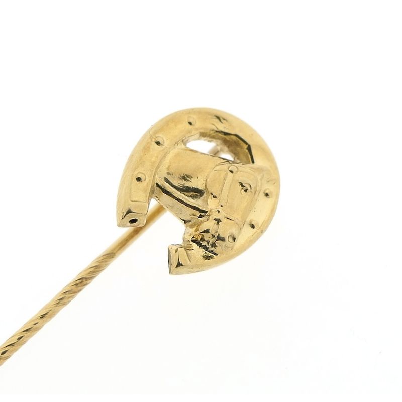 Image 4 of Gold lapel pin; Horse and horseshoe
