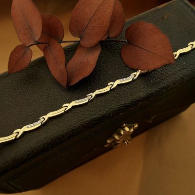 Image 2 of Gold link bracelet with zirconia | 17.5 cm