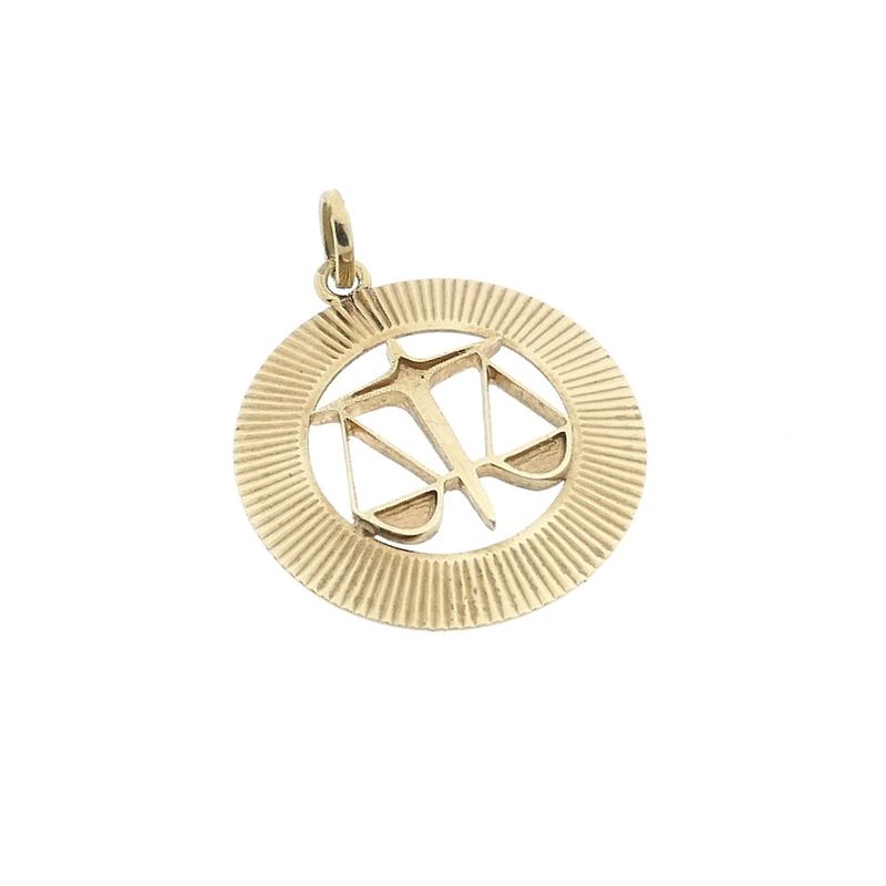 Image 9 of Gold zodiac sign pendant; Libra