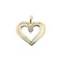 10K Double Heart Pendant with Diamond | 0.08 ct.